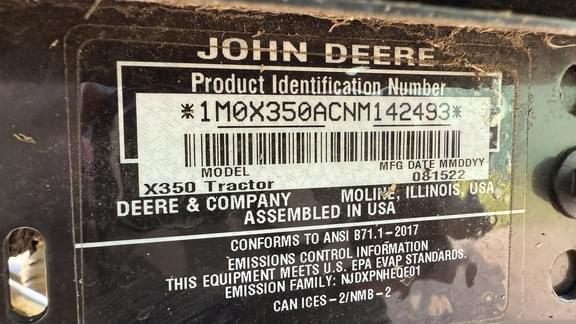 Image of John Deere X350 equipment image 4