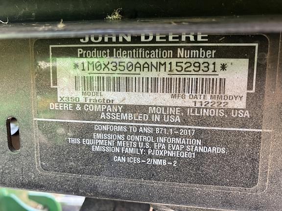 Image of John Deere X350 equipment image 3
