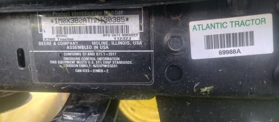 Image of John Deere X380 equipment image 1