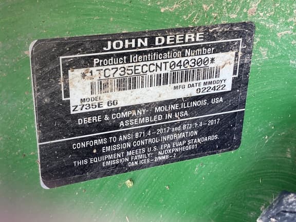 Image of John Deere Z735E equipment image 2