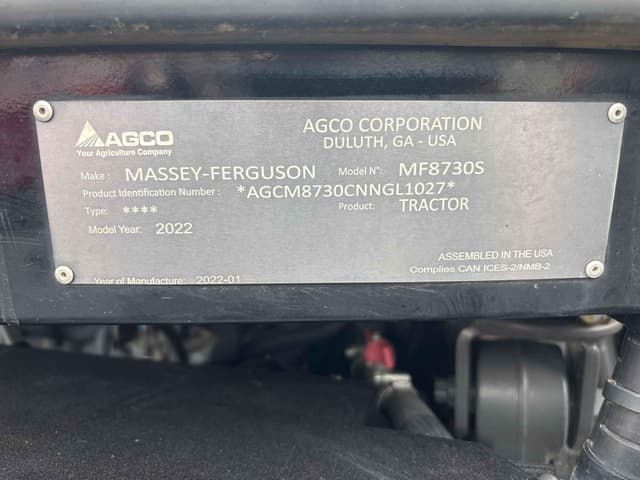 Image of Massey Ferguson 8730S equipment image 1