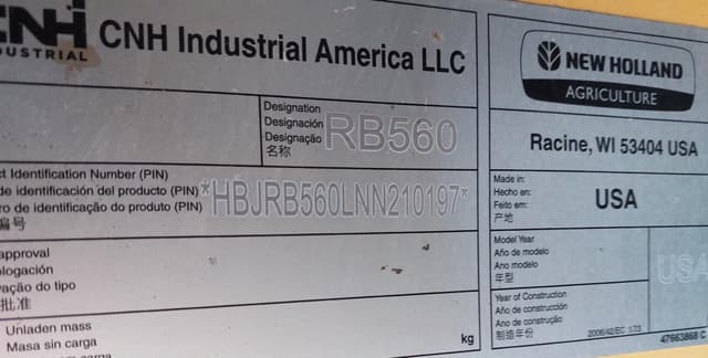 Image of New Holland RB560 equipment image 4