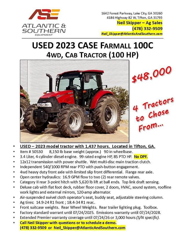 Image of Case IH Farmall 100C equipment image 1