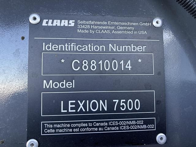 Image of CLAAS Lexion 7500TT equipment image 3