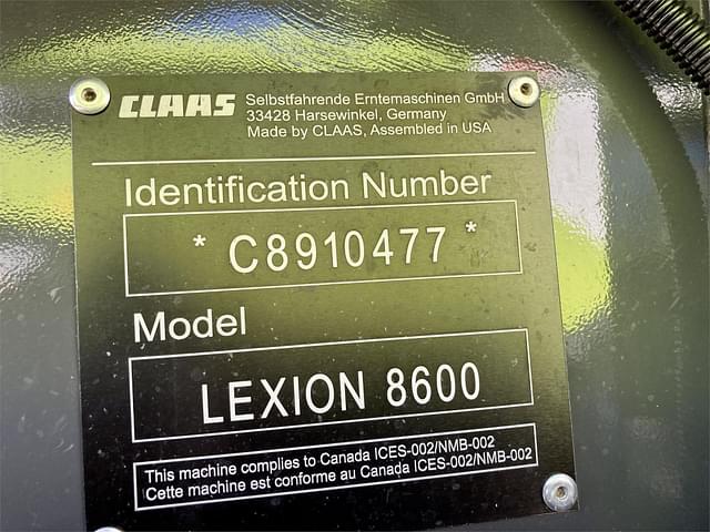 Image of CLAAS Lexion 8600 equipment image 3