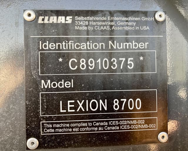 Image of CLAAS Lexion 8700TT equipment image 3