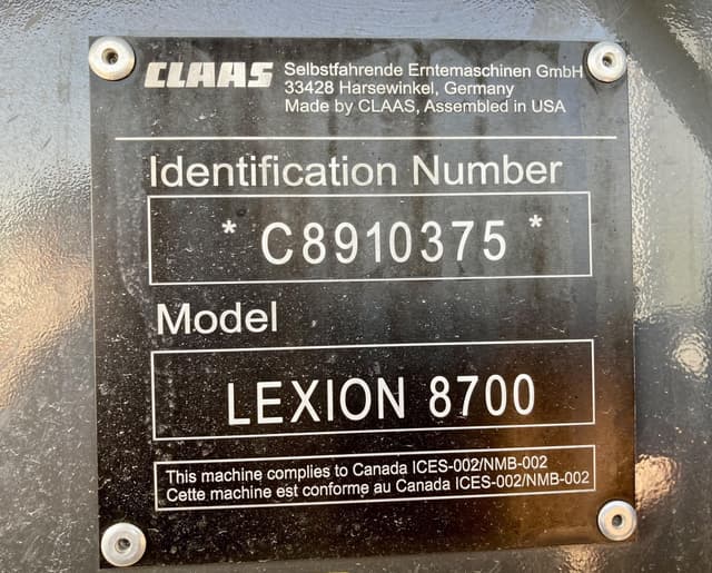 Image of CLAAS Lexion 8700TT equipment image 3