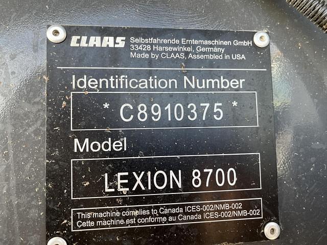 Image of CLAAS Lexion 8700TT equipment image 2