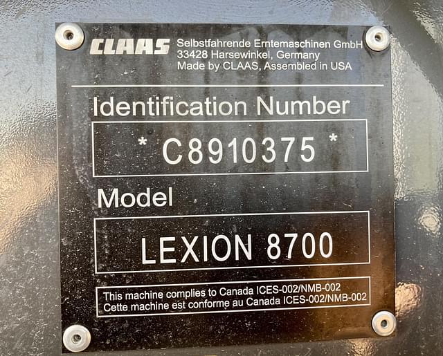 Image of CLAAS Lexion 8700TT equipment image 3
