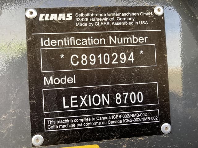 Image of CLAAS Lexion 8700TT equipment image 3
