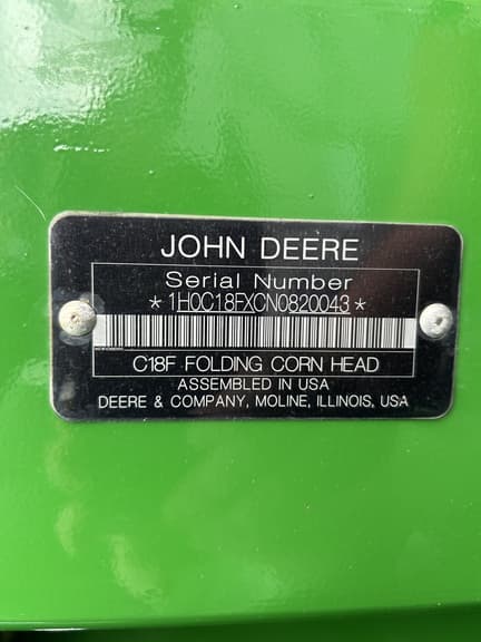 Image of John Deere C18F equipment image 1