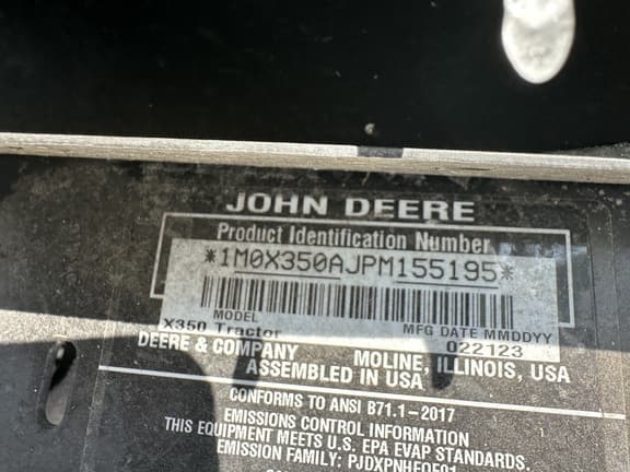 Image of John Deere X350 equipment image 3