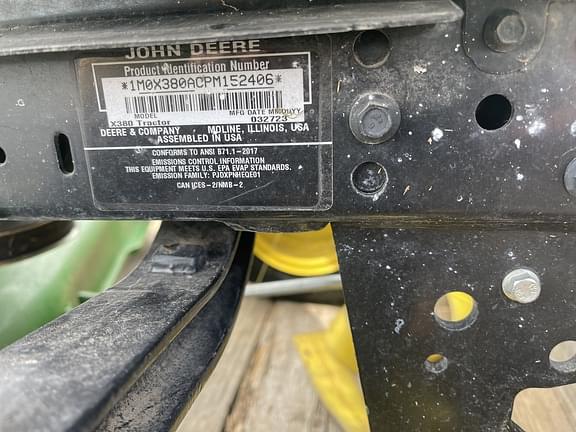 Image of John Deere X380 equipment image 1