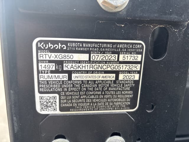 Image of Kubota RTV-XG850 equipment image 2
