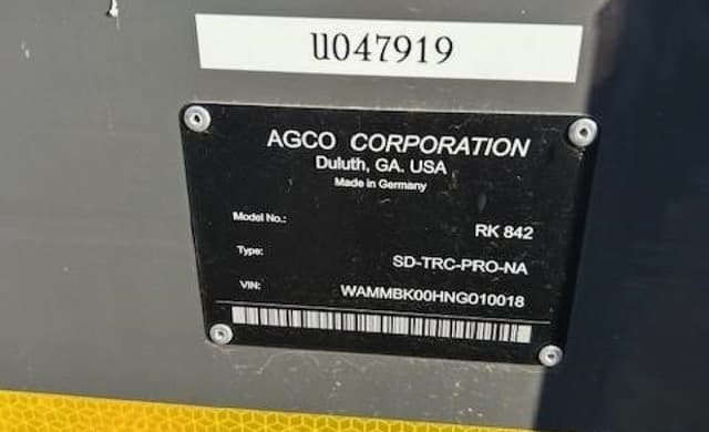 Image of Massey Ferguson RK842SDTRC-PRO equipment image 1