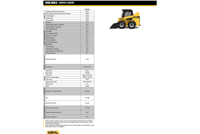Image of Gehl R135 equipment image 2