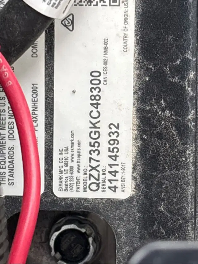 Image of Exmark QZX735GKC48300 equipment image 1