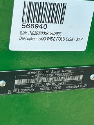 Image of John Deere 2633 equipment image 1