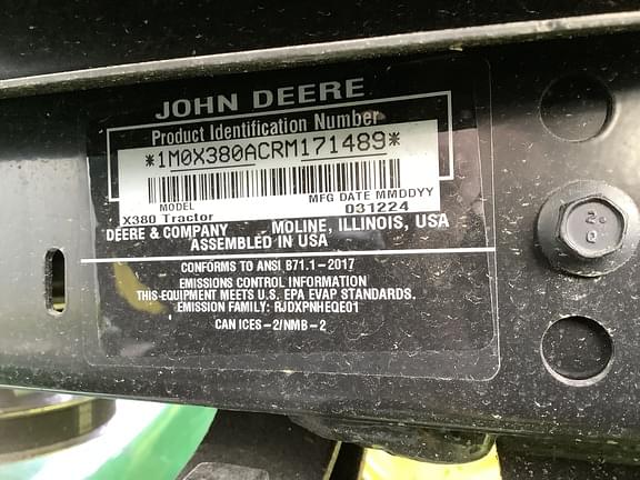 Image of John Deere X380 equipment image 3