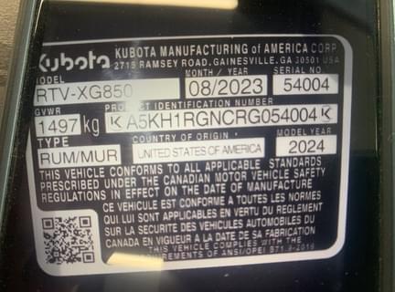 Image of Kubota RTV-XG850 equipment image 2