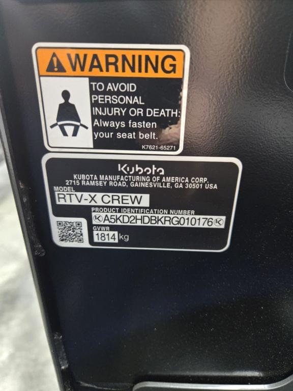 Image of Kubota RTV-X Crew equipment image 2