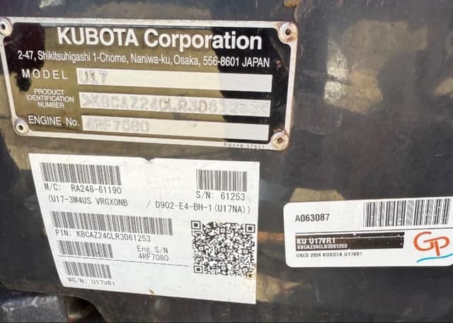 Image of Kubota U17 equipment image 2