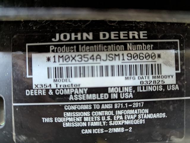 Image of John Deere X354 equipment image 4