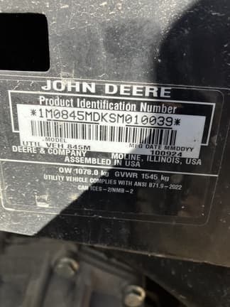 Image of John Deere XUV 845M equipment image 1