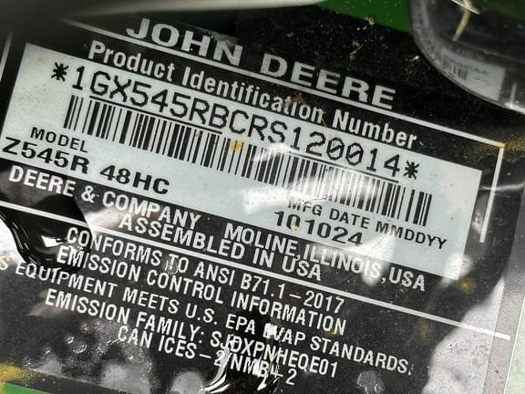 Image of John Deere Z545R equipment image 1
