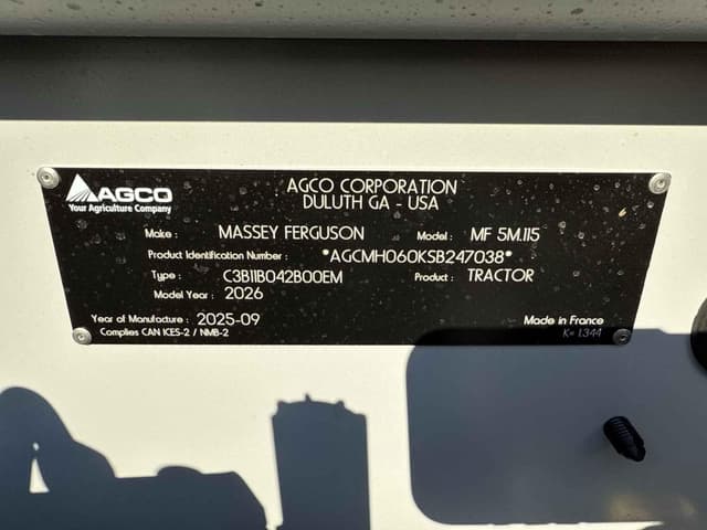 Image of Massey Ferguson 5M.115 equipment image 1