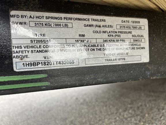 Image of AJ Hot Springs Performance Trailers 18TP6 equipment image 4