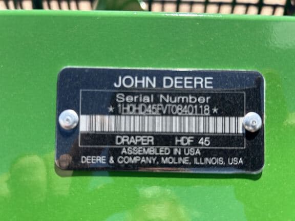 Image of John Deere HD45F equipment image 4