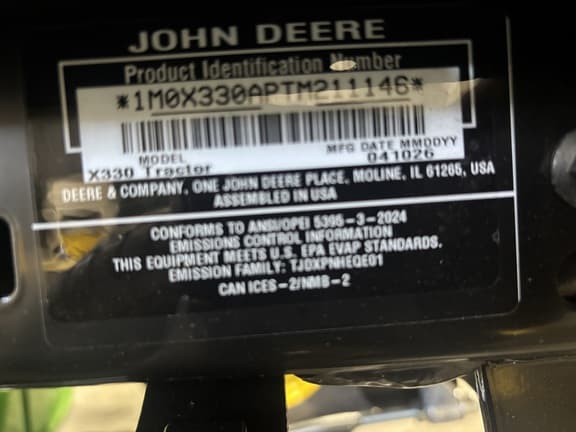 Image of John Deere X330 equipment image 4