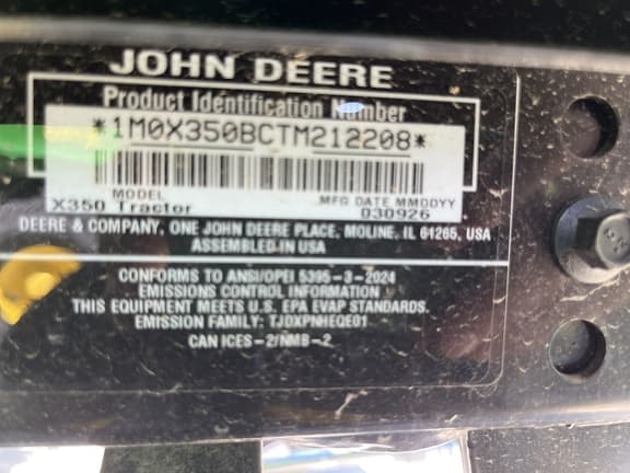 Image of John Deere X350 equipment image 1