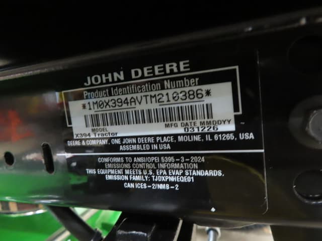 Image of John Deere X394 equipment image 4