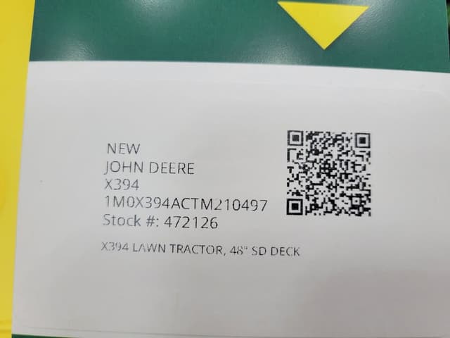 Image of John Deere X394 equipment image 4