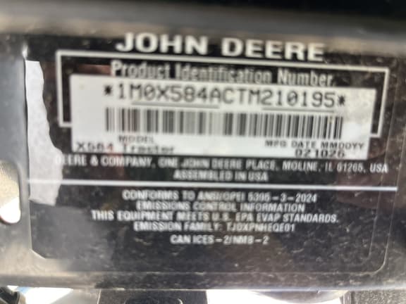Image of John Deere X584 equipment image 1