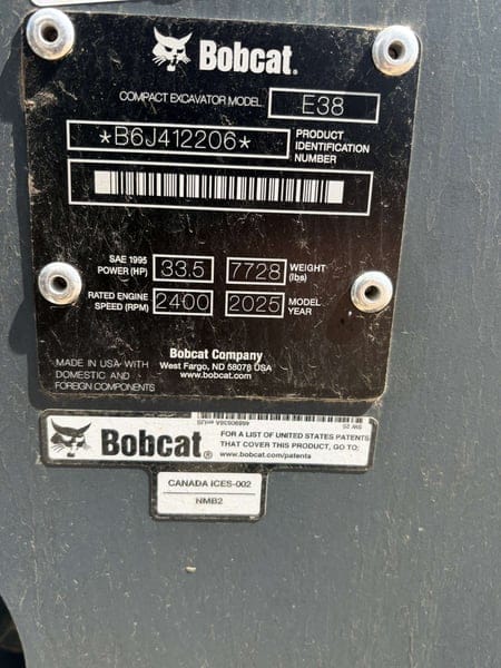 Bobcat E38 Equipment Image0