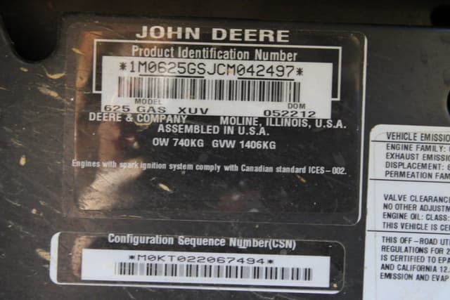 Image of John Deere XUV 625i equipment image 1