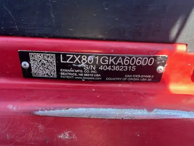 Image of Exmark LZX801GKA60600 equipment image 1