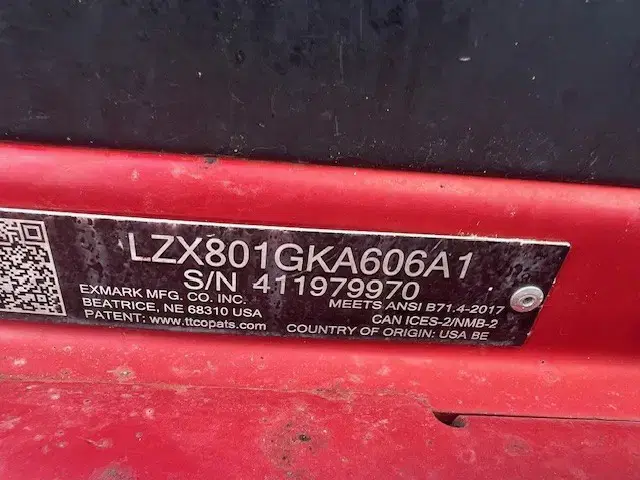 Image of Exmark LZX801GKA606A1 equipment image 1