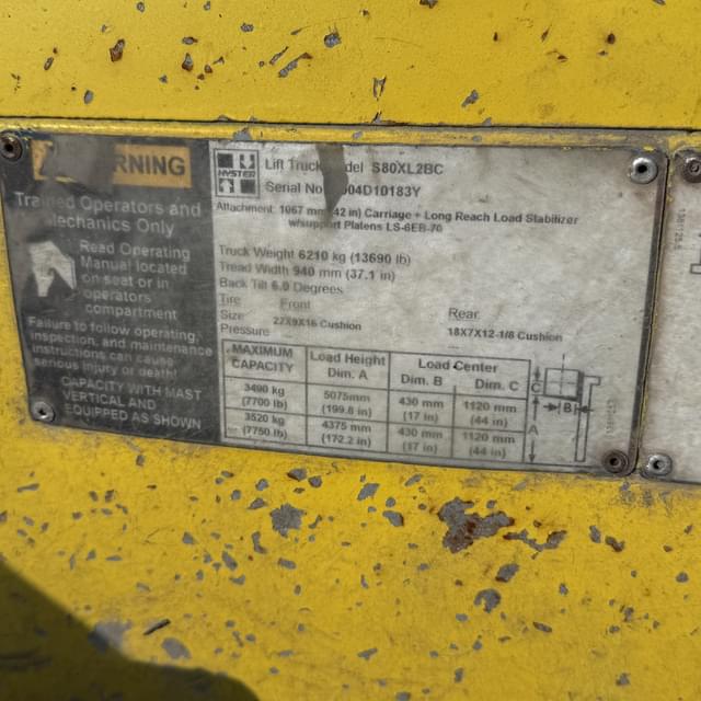 Image of Hyster S80XL2BC equipment image 3