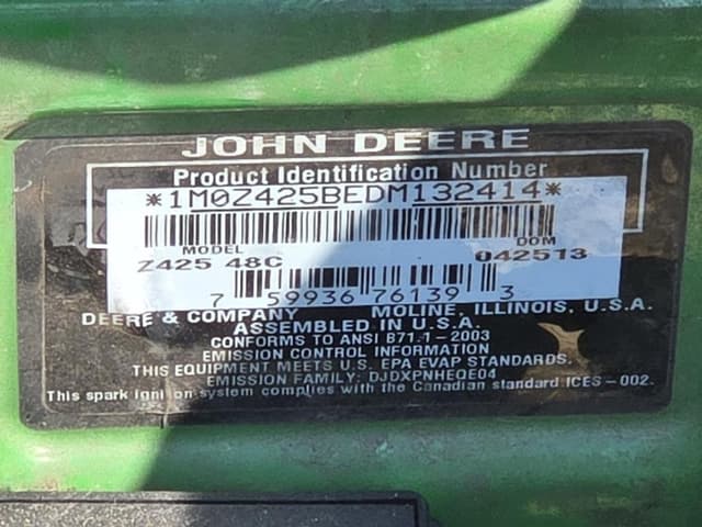 Image of John Deere Z425 equipment image 4