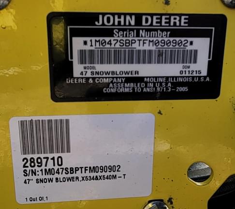 Image of John Deere 47" Snow Blower equipment image 3