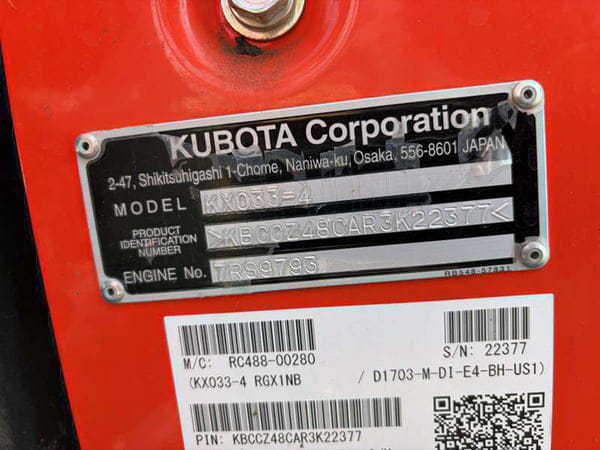 Kubota KX033-4 Equipment Image0