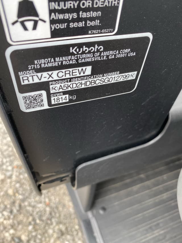 Image of Kubota RTV-X Crew equipment image 2
