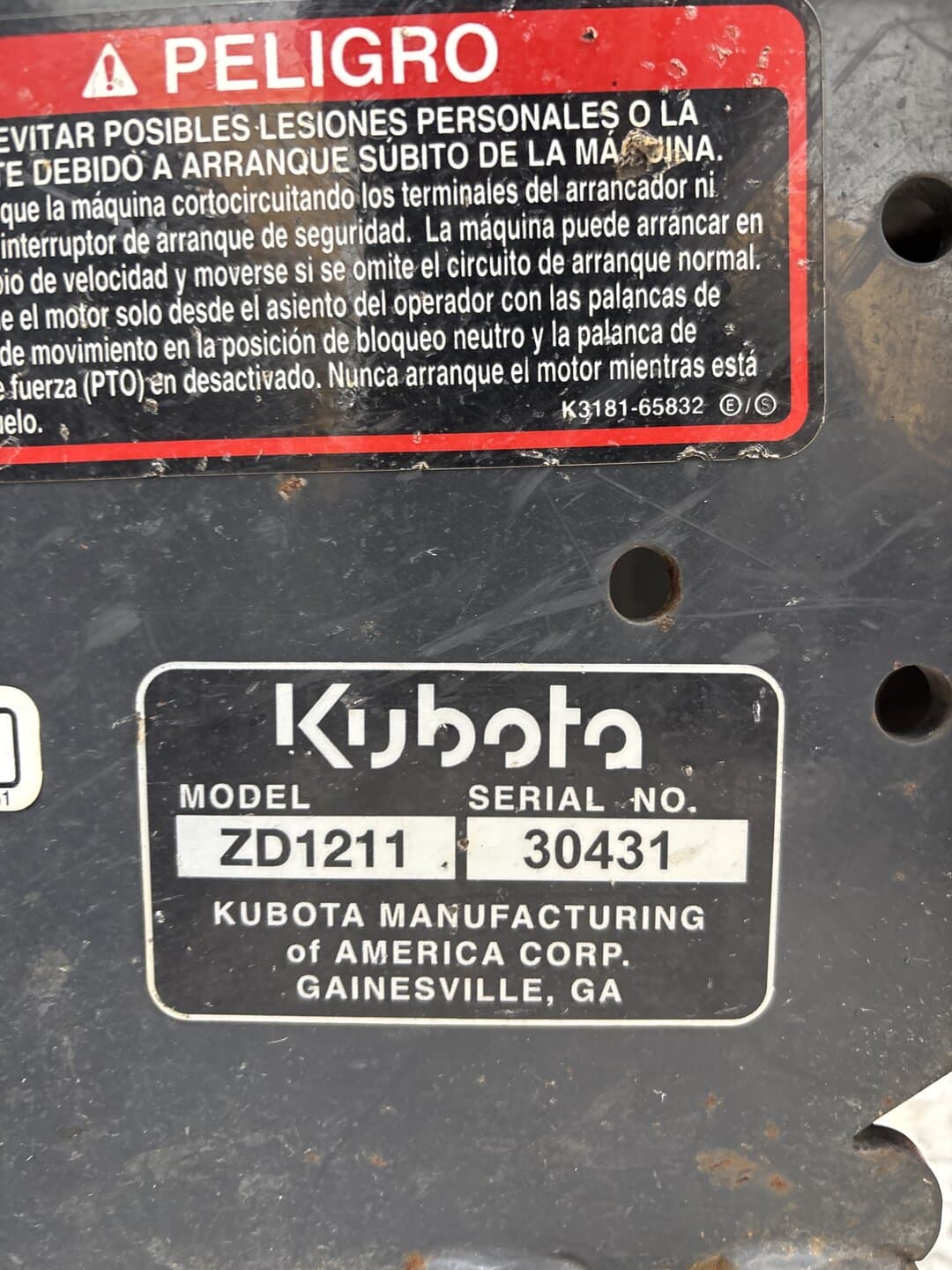 Image of Kubota ZD1211 Image 1