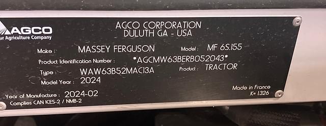 Image of Massey Ferguson 6S.155 equipment image 4