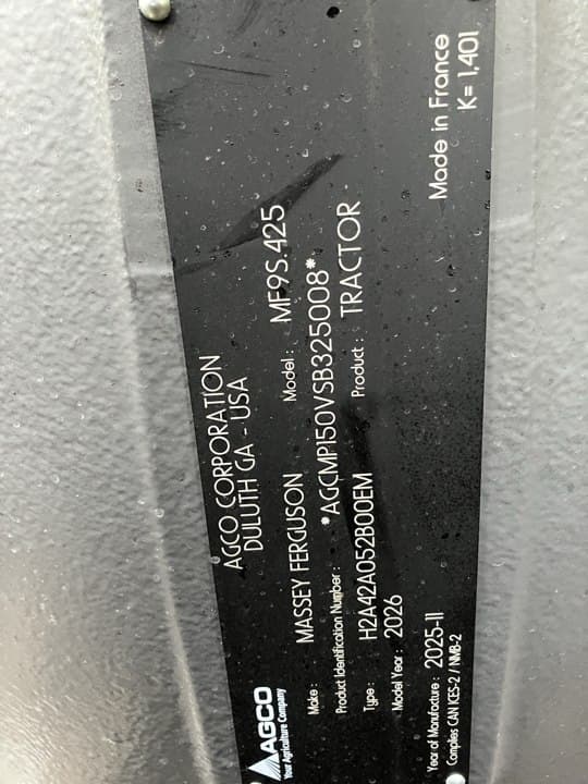 Image of Massey Ferguson 9S.425 equipment image 4