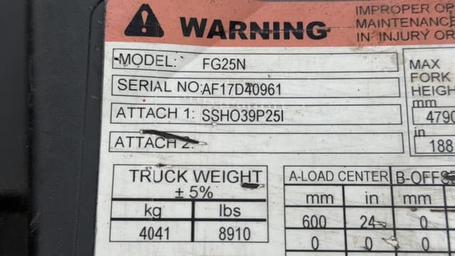 Image of Mitsubishi FG25N equipment image 4
